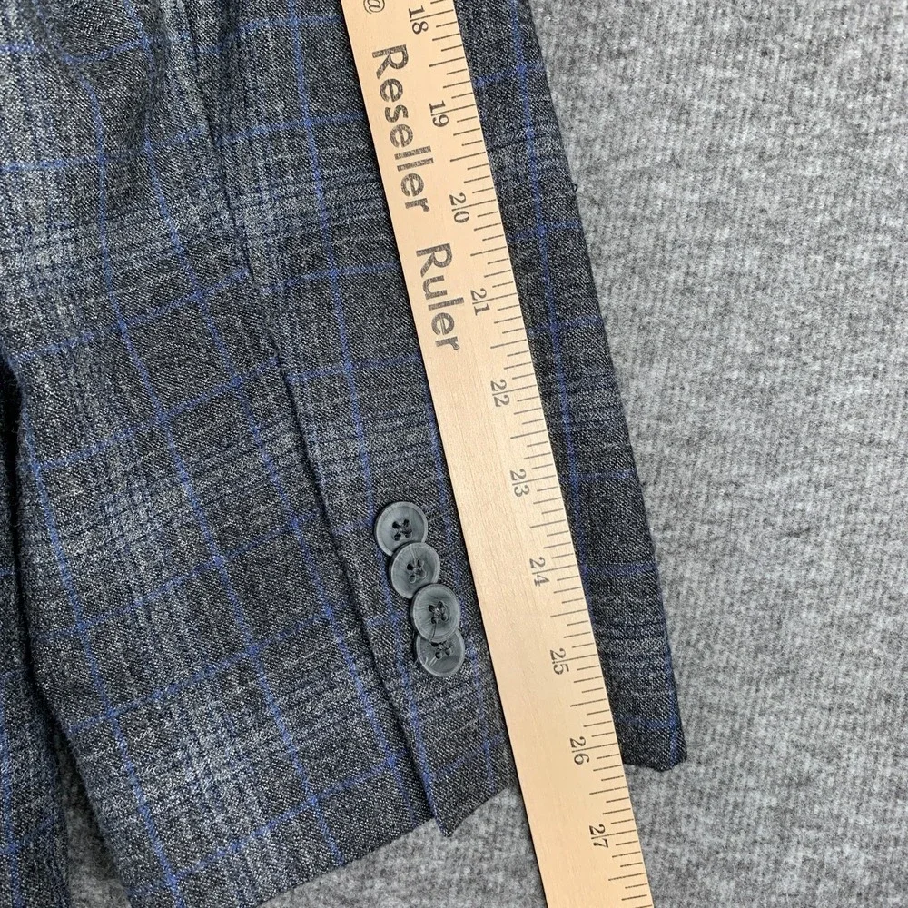 Joseph Abboud Blazer Jacket Men 56L Gray Windowpane Mazzotto Wool Sport Coat